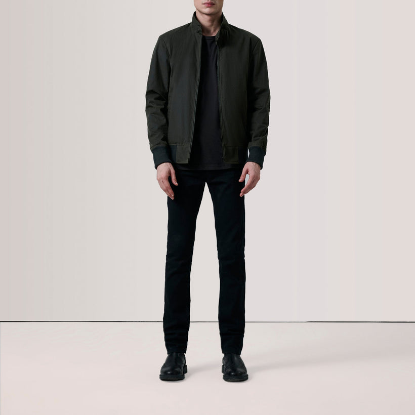 Morrison Olive Canvas Bőr bomber dzseki férfi