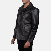 
Black Cowhide leather Blazer - Hátulnézet precíz vállilleszkedéssel és tiszta szegéllyel