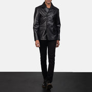
Mr. Bailey Fekete Leather Naval Peacoat Férfi - Oldalnézet az ergonomikus ujjkialakítással
