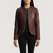 
Nexi Quilted Maroon Leather Jacket - Oldalnézet az ergonomikus ujjkialakítással