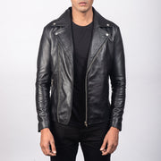 
Noah Black Leather Biker Jacket in Black Sheepskin Leather - Elölnézet & testre szabott sziluett | Online vásárlás