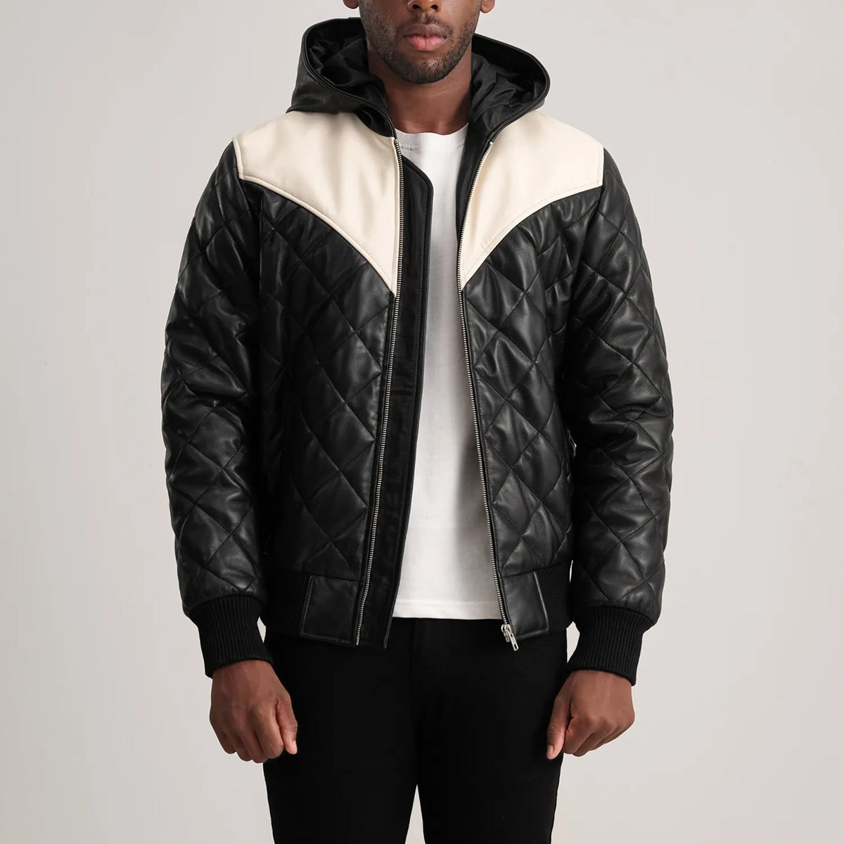 
Norman Tan Hooded Bomber Leather Puffer Jacket in Tan Brown Sheepskin Leather - Elölnézet & testre szabott sziluett | Online vásárlás