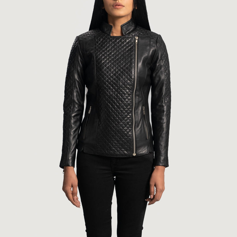 Orient Grain Quilted Fekete Motoros bőrdzseki női