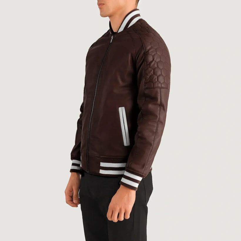 Pascal Gesztenyebarna Leather Varsity Bőrdzseki Férfi