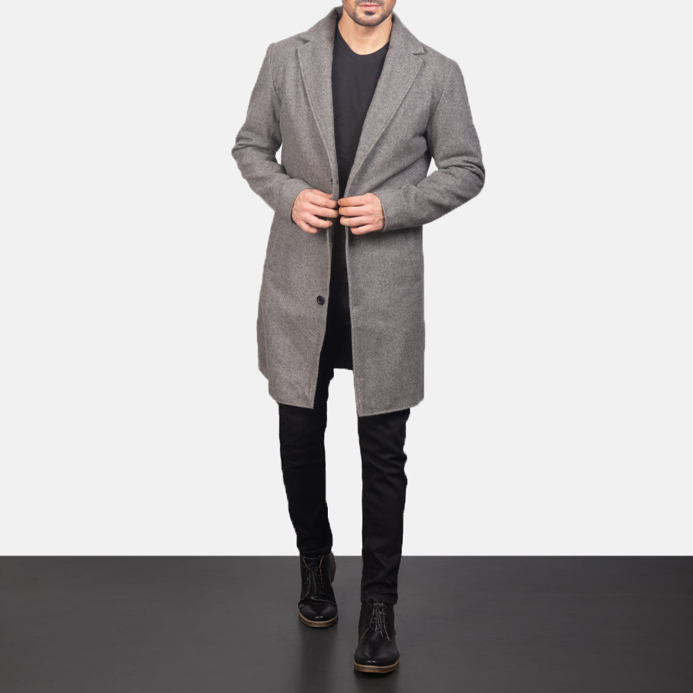
Petrillo Grey Wool Single Breasted Bőrkabát Férfi in Grey Synthetic Wool - Elölnézet & testre szabott sziluett | Online vásárlás