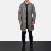
Közeli részlet of Notch & Button Hardware on Petrillo Grey Wool Single Breasted Bőrkabát Férfi