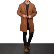 
Khaki Synthetic Wool Trench Coat - Hátulnézet precíz vállilleszkedéssel és tiszta szegéllyel