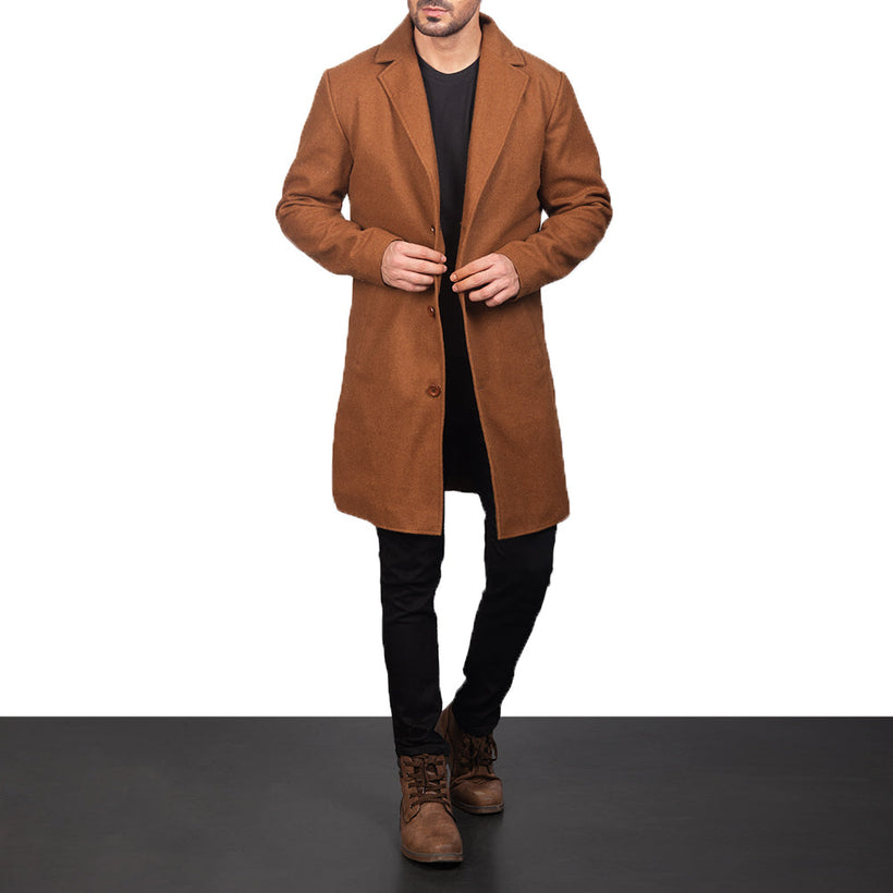 Petrillo Khaki Wool Single Breasted Bőrkabát Férfi