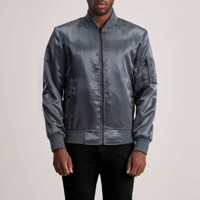 Quinton MA-1 Grey Bőr Bomber Dzseki Férfi
