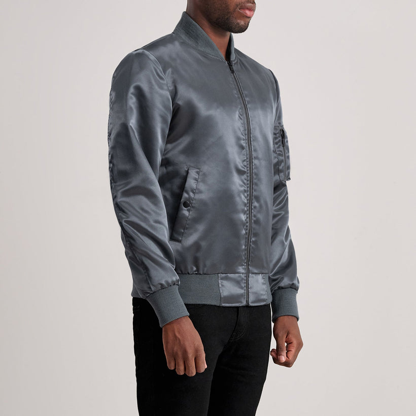 Quinton MA-1 Grey Bőr Bomber Dzseki Férfi