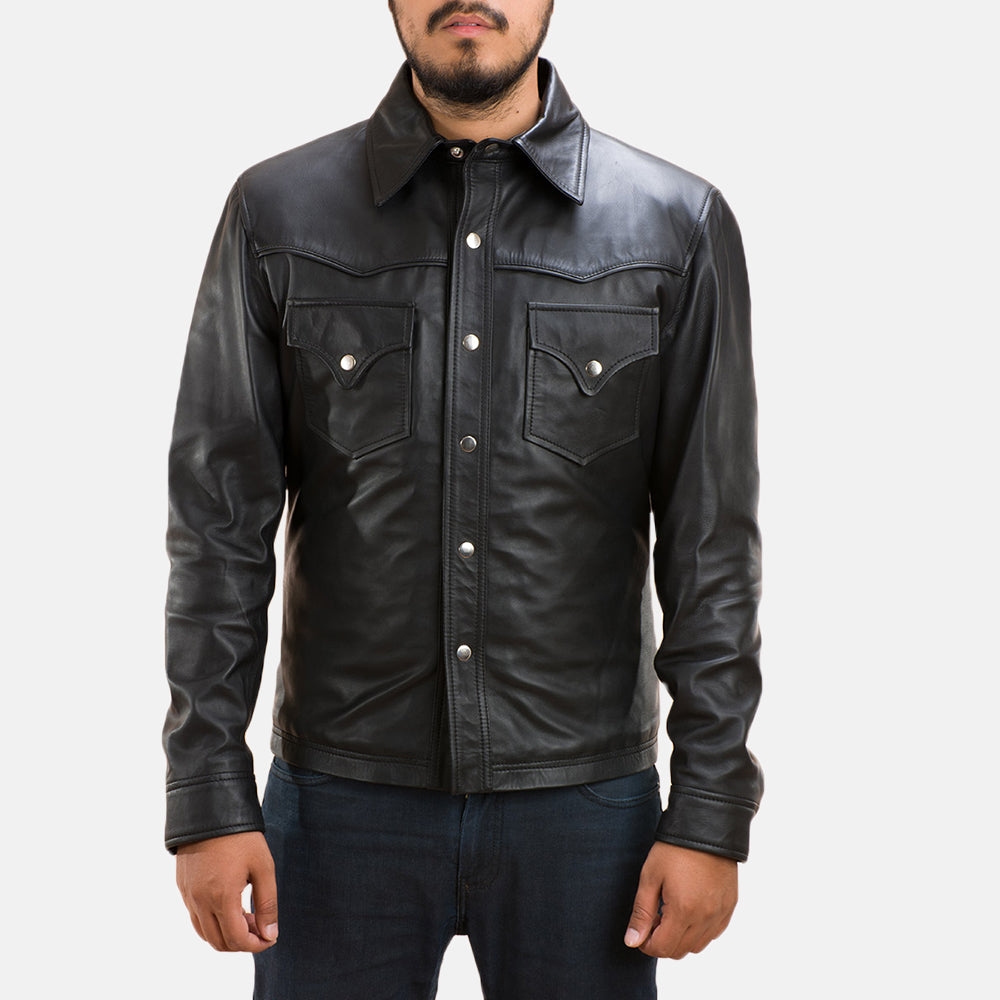 
Black Sheepskin leather Jacket - Hátulnézet precíz vállilleszkedéssel és tiszta szegéllyel