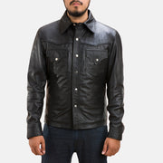 
Black Sheepskin leather Jacket - Hátulnézet precíz vállilleszkedéssel és tiszta szegéllyel