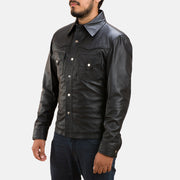 
Ranchson Fekete Leather Shirt Férfi - Oldalnézet az ergonomikus ujjkialakítással