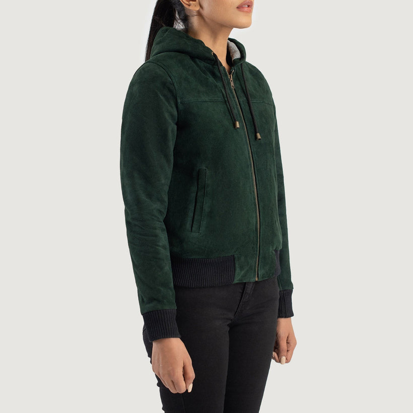 Rebella Hooded Bőr Bomber Dzseki Női