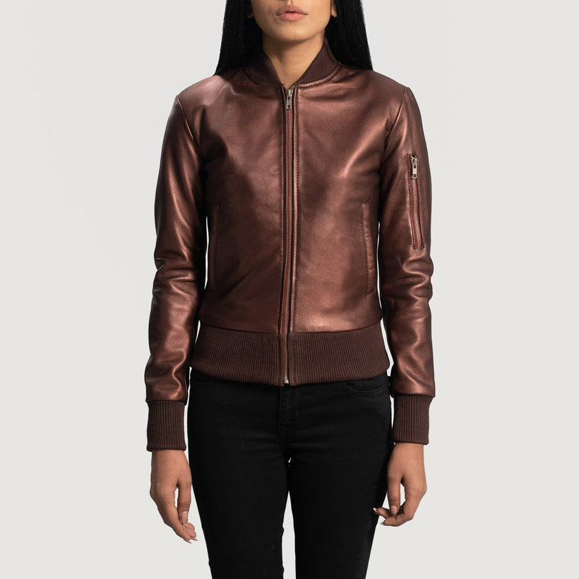 Reida Maroon Bőr bomber dzseki női
