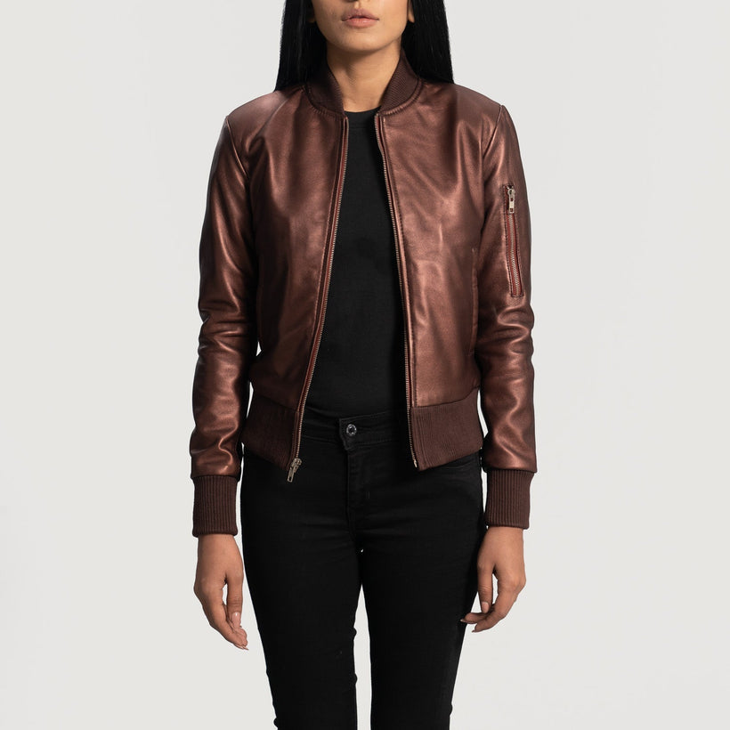 Reida Maroon Bőr bomber dzseki női