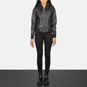 
Roslyn Hooded Bőr Bomber Dzseki Női – alternate product view 3