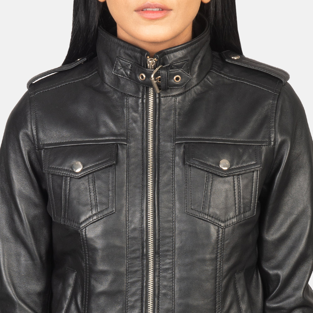 
Roslyn Hooded Bőr Bomber Dzseki Női – alternate product view 6
