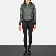 
Roslyn Hooded Bőr Bomber Dzseki Női – alternate product view 3