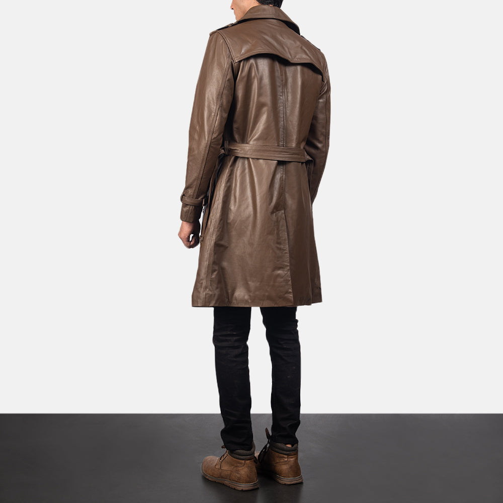 
Royson Barna Leather Duster Bőrkabát Férfi - Oldalnézet az ergonomikus ujjkialakítással