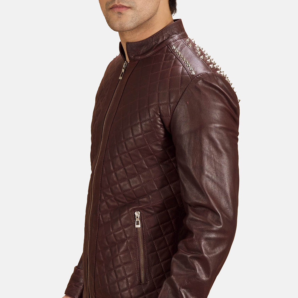 
Közeli részlet of Band & Zipper Hardware on Rumano Jae Gesztenyebarna Bőr Motoros Dzseki Férfi