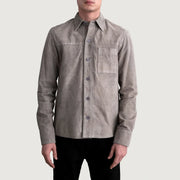 
Scout Grey Suede Leather Shirt Férfi Férfi - Oldalnézet az ergonomikus ujjkialakítással