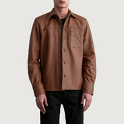 
Scout Matte Barna Leather Shirt Férfi in Matte Brown Cowhide Leather - Elölnézet & testre szabott sziluett | Online vásárlás