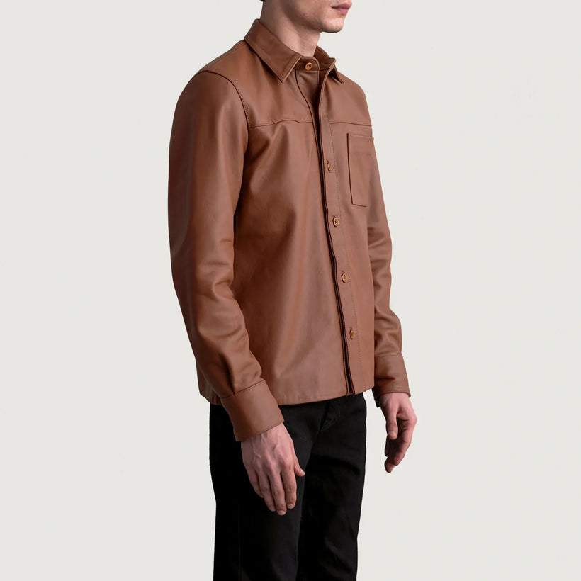 Scout Matte Barna Leather Shirt Férfi