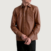 
Scout Matte Barna Leather Shirt Férfi - Oldalnézet az ergonomikus ujjkialakítással