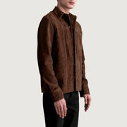 
Brown Goatskin suede Jacket - Hátulnézet precíz vállilleszkedéssel és tiszta szegéllyel