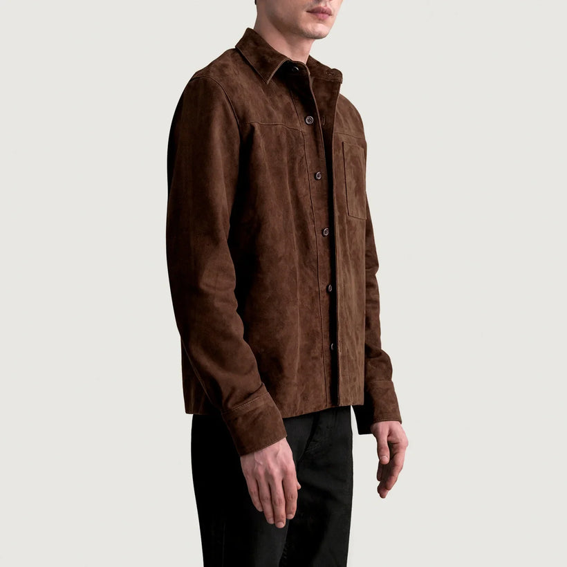 Scout Mocha Suede Leather Shirt férfi