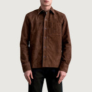 
Scout Mocha Suede Leather Shirt Férfi Férfi - Oldalnézet az ergonomikus ujjkialakítással