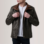 
Sean Barna Leather Classic Bőrdzseki Férfi For Men in Brown Sheepskin Leather - Elölnézet & testre szabott sziluett | Online vásárlás