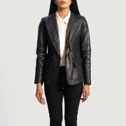 
Selina Fekete Bőrblézer Női in Black Sheepskin Leather - Elölnézet & testre szabott sziluett | Online vásárlás