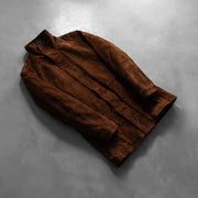 
Open hem & Hem Craftsmanship Construction Detail on Sheriff Barna Hasított Bőr Dzseki Férfi