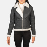 
Sherilyn B-3 Fekete Bőr Bomber Dzseki Női – alternate product view 4