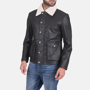 
Snow Cole Fekete Bőrdzseki Férfi in Black Goatskin Leather - Elölnézet & testre szabott sziluett | Online vásárlás