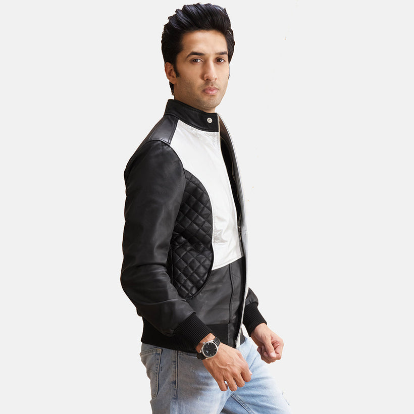 Spade Silver Fekete Bőr Bomber Dzseki Férfi