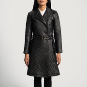 
Sweet Susan Fekete Bőr Viharkabát Női in Black Sheepskin Leather - Elölnézet & testre szabott sziluett | Online vásárlás