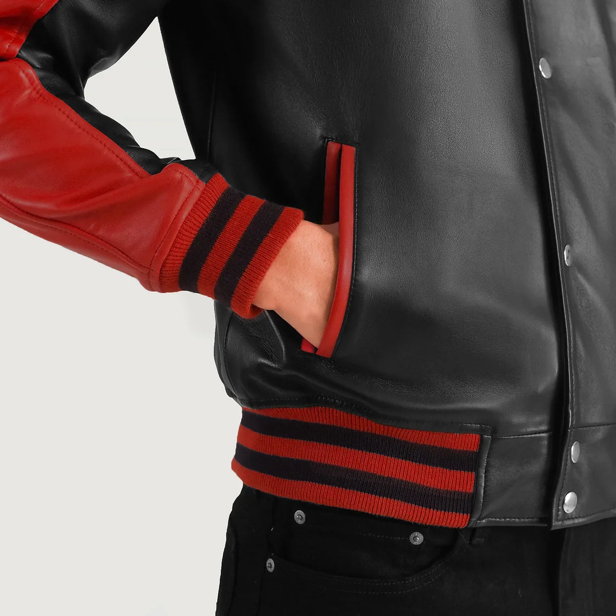 
Terrance Fekete Varsity Bőrdzseki Férfi – alternate product view 6