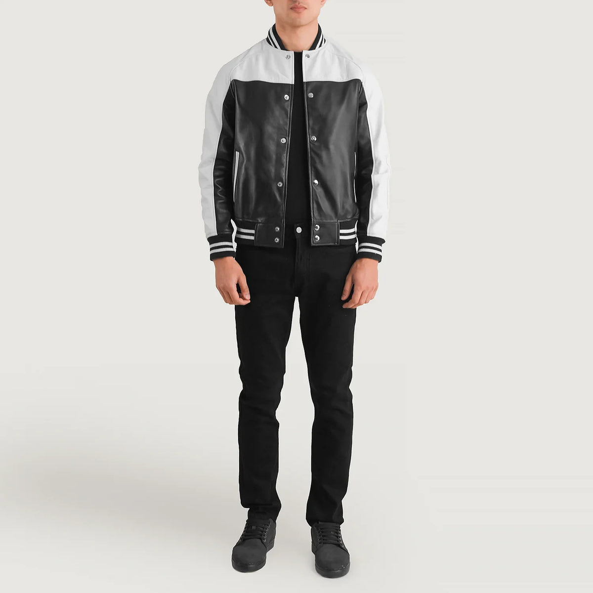 
Terrance Fekete Varsity Bőrdzseki Férfi – alternate product view 3