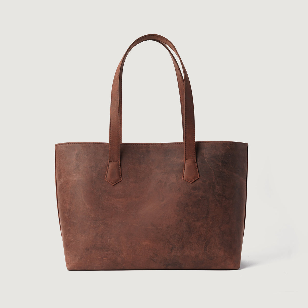 
The Bianca Vintage Distressed Brown Leather Tote Bag For Women - Strukturált oldalprofil a belső mélységgel