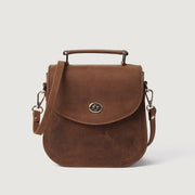 
The Sandra Vintage Világosbarna Leather Saddle Bag For Women in Tan Full Grain Naturally Milled Cowhide Leather. - Full Exterior Elölnézet & testre szabott sziluett | Online vásárlás
