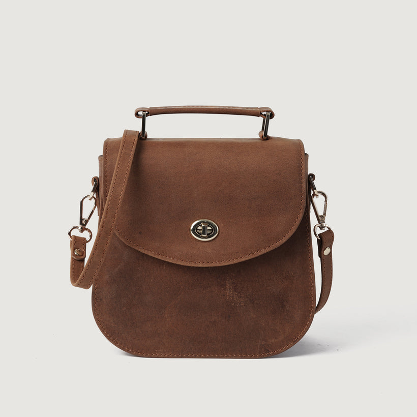 The Sandra Vintage Világosbarna Leather Saddle Bag