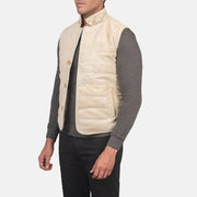 
Off-White Goatskin Suede Leather Vest - Hátulnézet precíz vállilleszkedéssel és tiszta szegéllyel