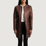 
Trudy Lane Steppelt Gesztenyebarna Bőrkabát Női in Maroon Sheepskin Leather - Elölnézet & testre szabott sziluett | Online vásárlás
