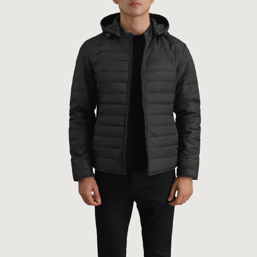 Tyler Fekete Hooded Puffer Bőrdzseki Férfi