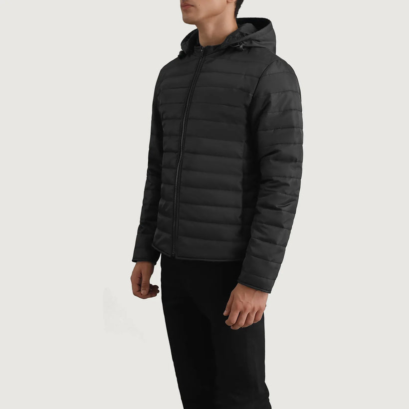 Tyler Fekete Hooded Puffer Bőrdzseki Férfi