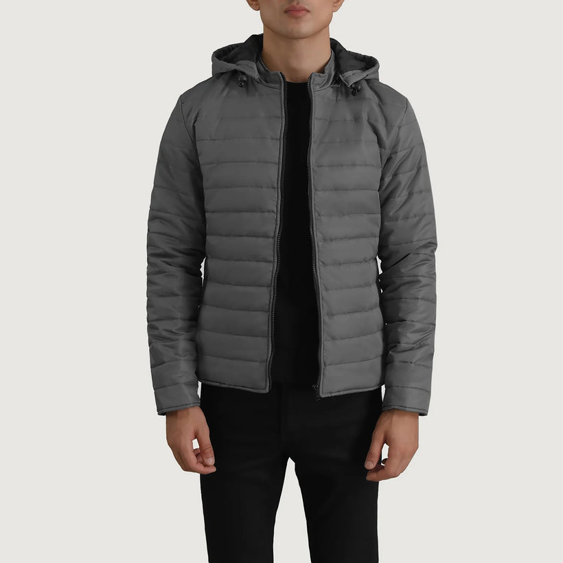 Tyler Grey Hooded Puffer Bőrdzseki Férfi