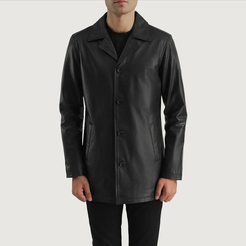 Urban Slate Fekete Leather Coat férfi
